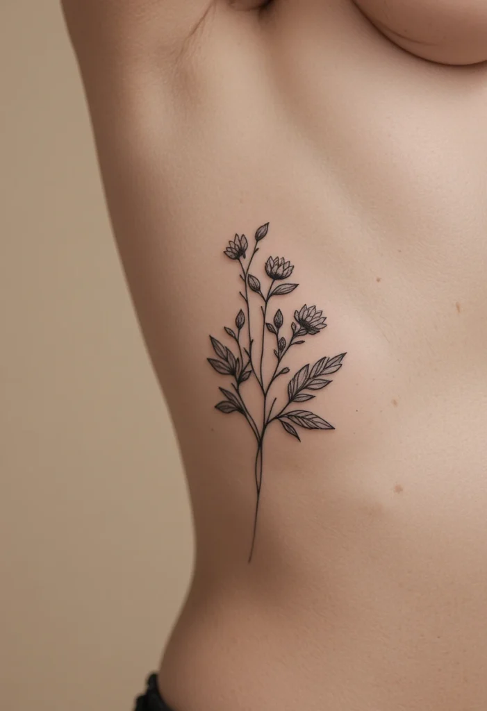"Bold and beautiful rib cage tattoo ideas showcasing floral, minimalist, and Japanese-inspired designs for women."
