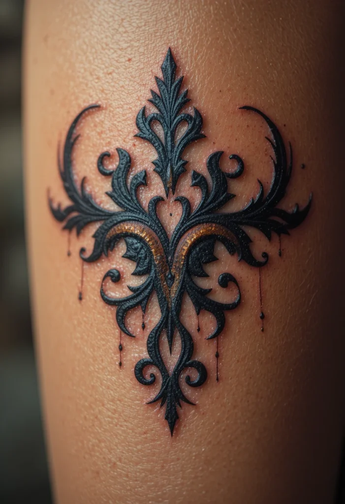 Scarring or raised skin has distorted the design