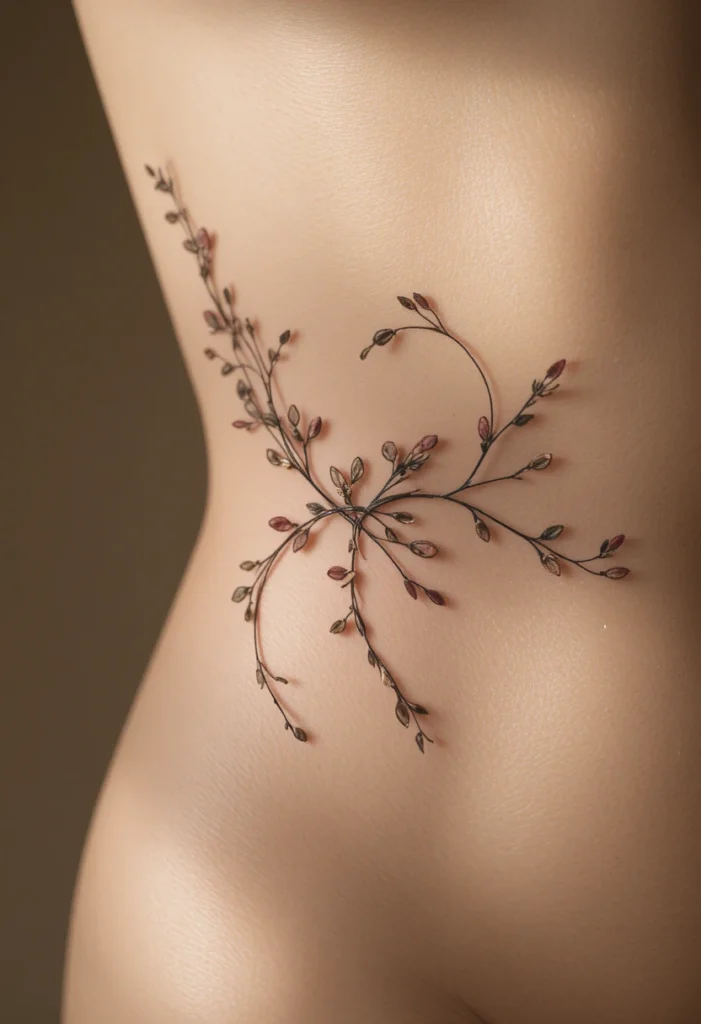 1. Delicate Floral Vine Along the Ribs