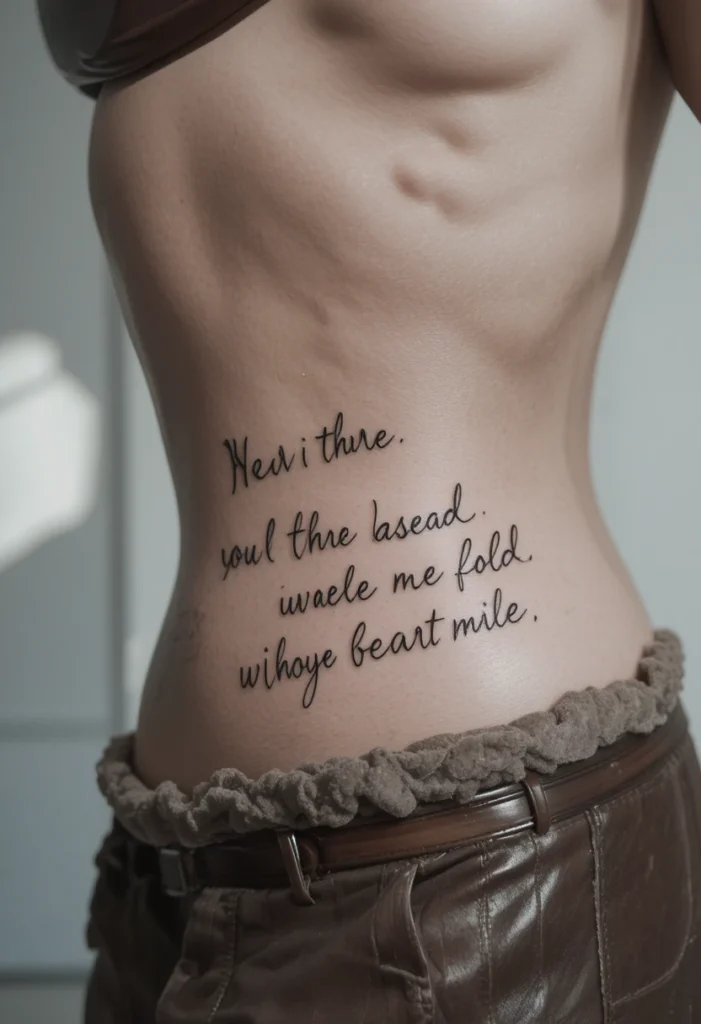  A Script Quote Along the Ribs or Spine