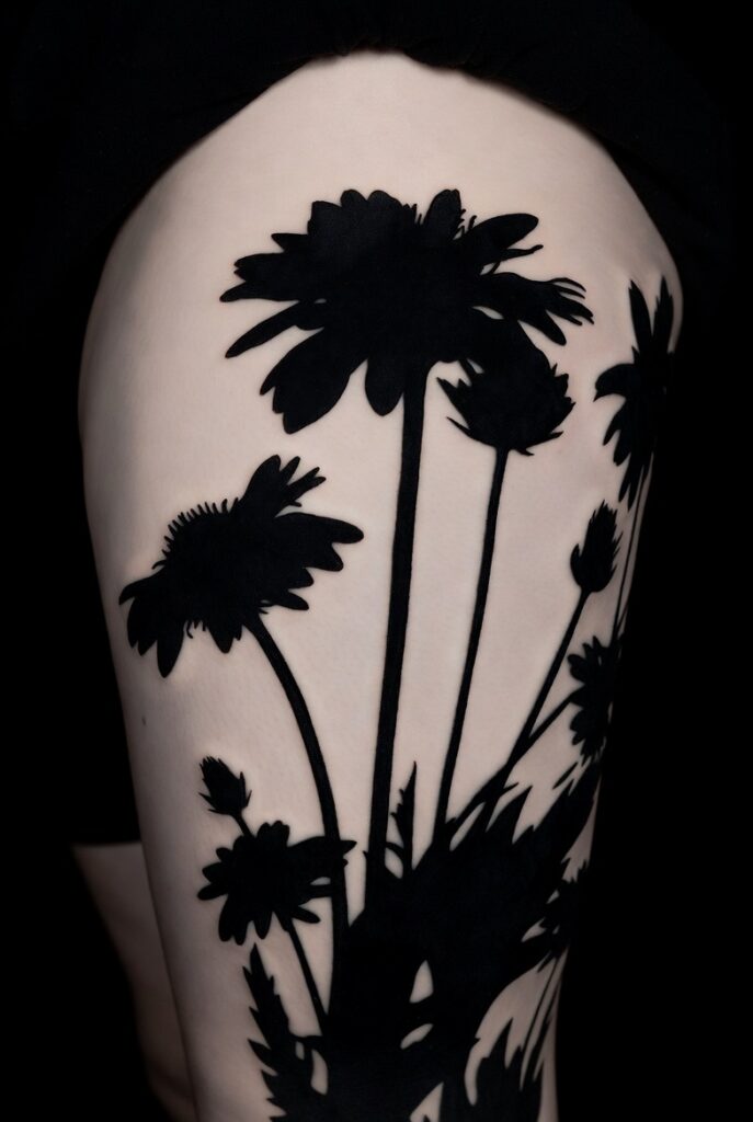 Blackwork Wildflower Silhouette