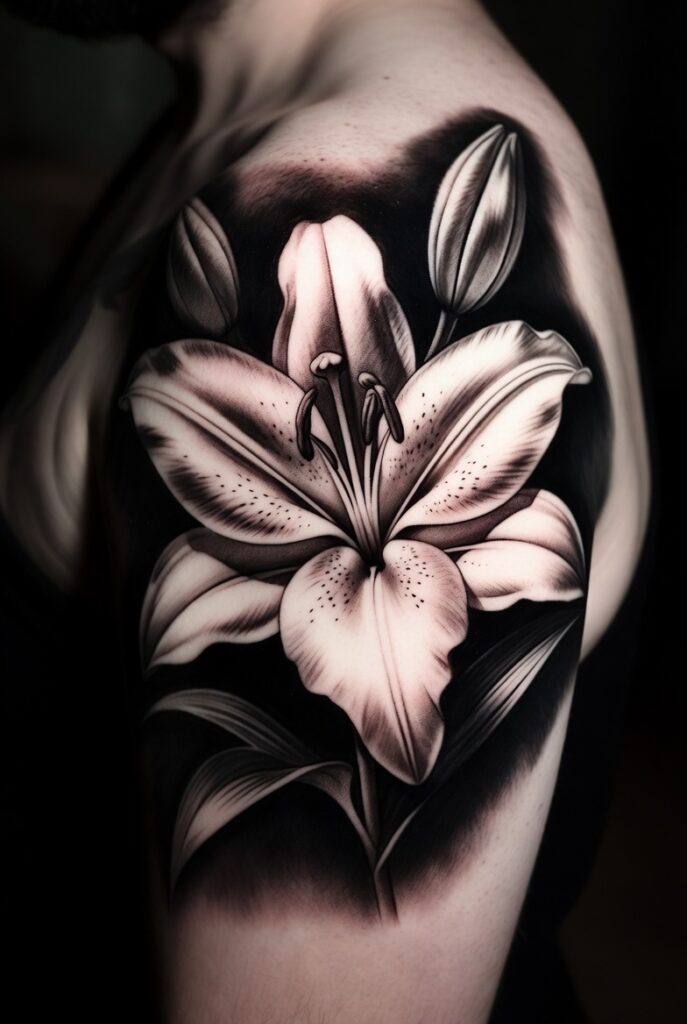Black and Grey Realism Lily