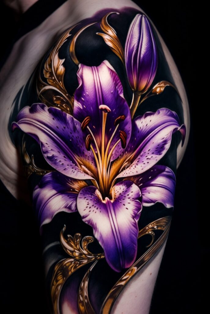 Purple Lily with Gold Accents