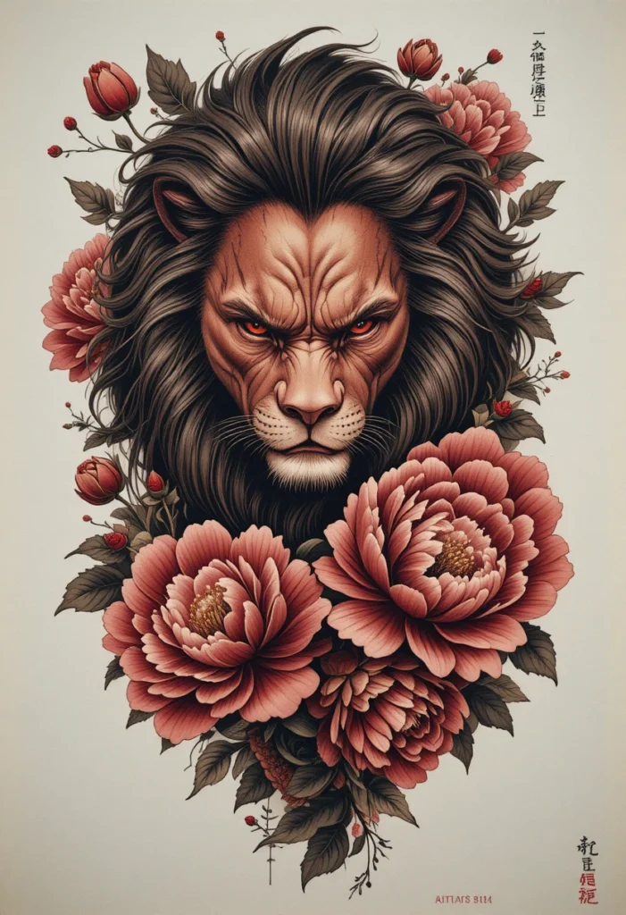 Peony and Lion Combination