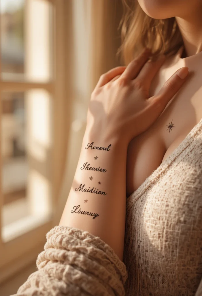 19 meaningful tattoo ideas for moms celebrating motherhood, including name scripts, birth dates, and symbolic designs