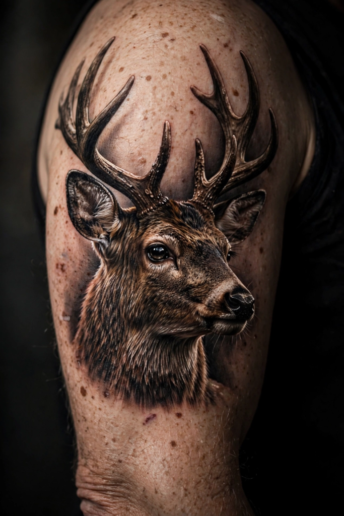 9. Deer with Floral Accents
Deer Tattoo
