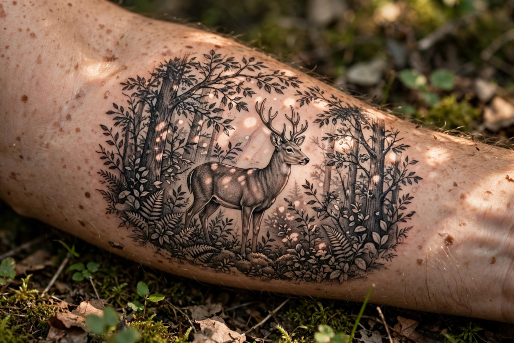 13. Deer in a Forest Scene