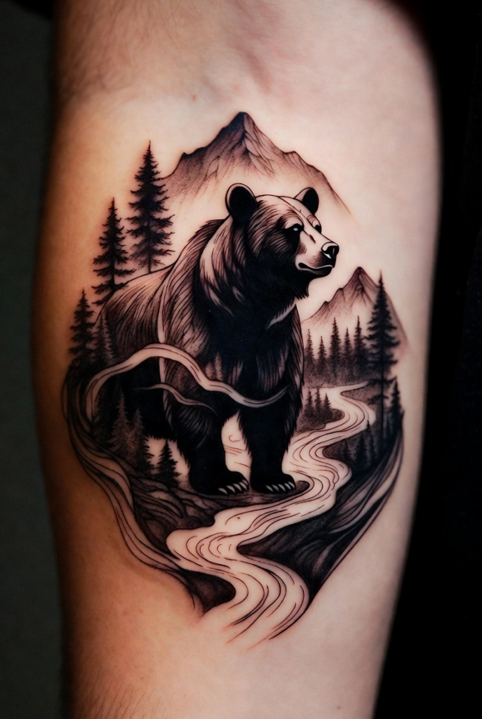 11. Bear in a Forest or Mountain Landscape