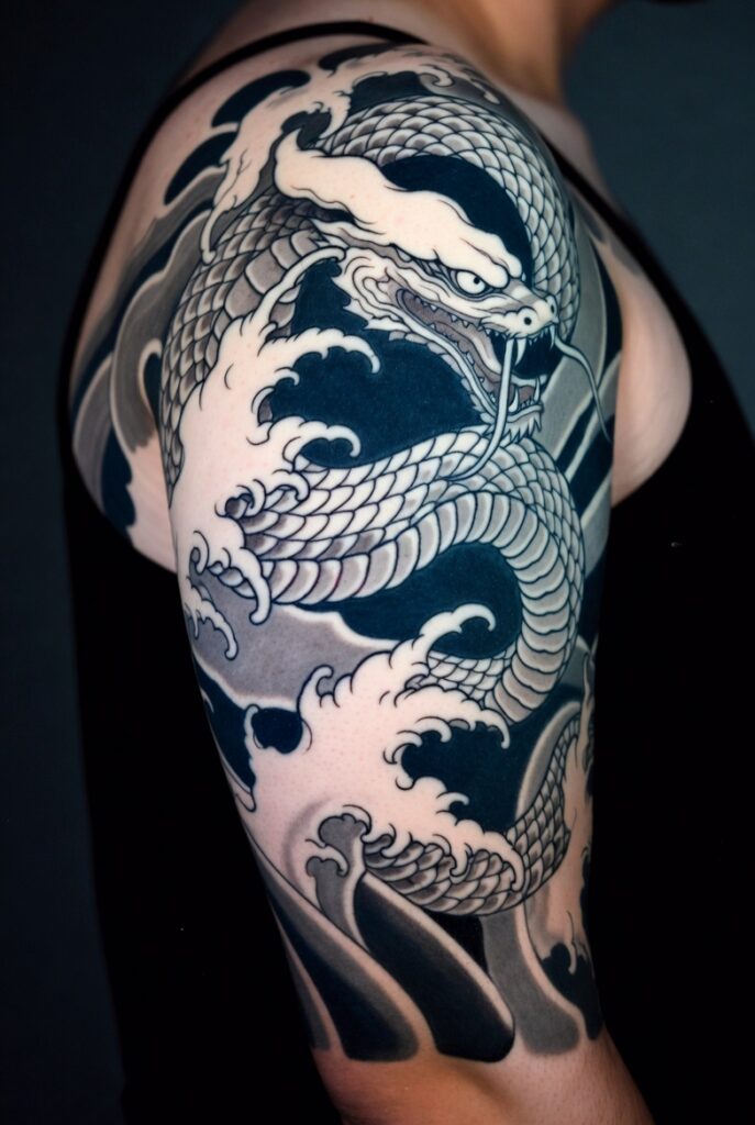 2. Hebi with Cherry Blossoms (Sakura)
Tattoo Style Snake