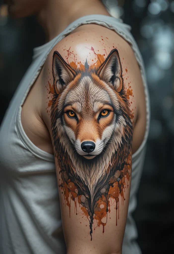 Watercolor Wolf or Fox Portrait Sleeve