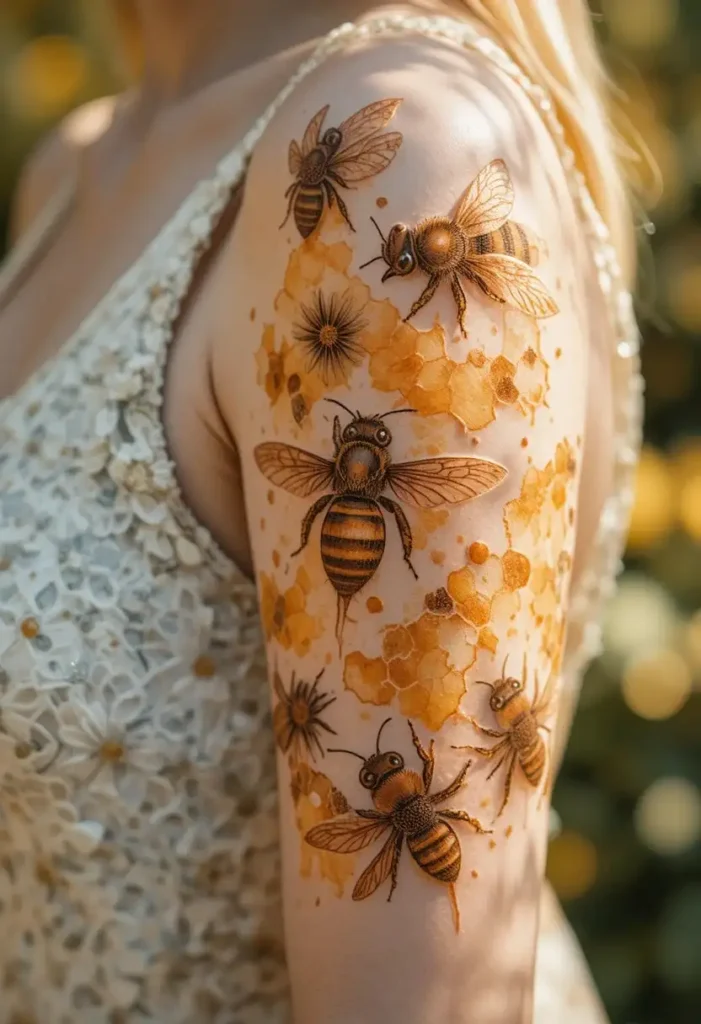 Watercolor Bee & Honeycomb Sleeve