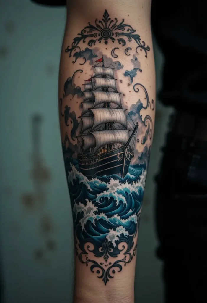  Nautical Ship & Stormy Sea