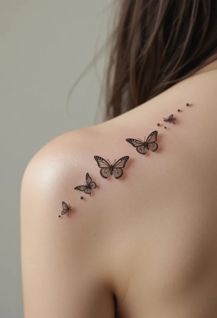 A Trio of Butterflies in a Trail